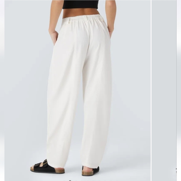 HALARA White Wide-Leg Pants with High-Waist Design - Picture 3 of 3